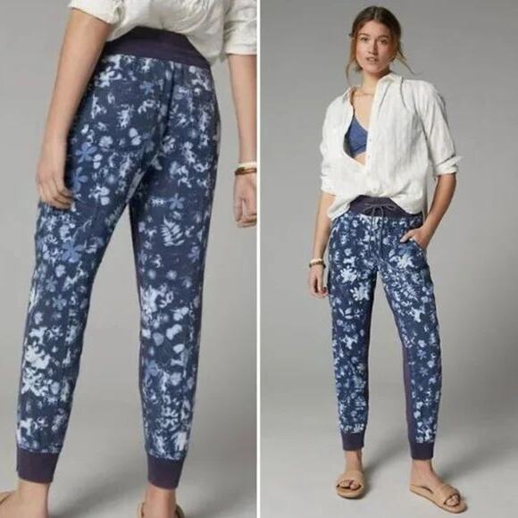 Anthropologie Nomad Tie Dye Acid Wash Floral Lounge Jogger Pants - Picture 2 of 16